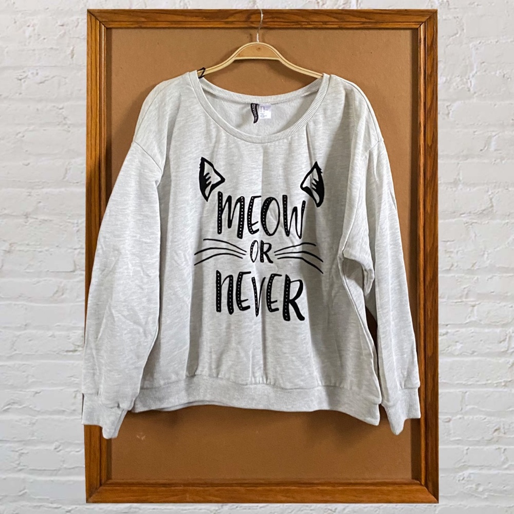 Divided Meow Or Never Sweat Shirt Size XL